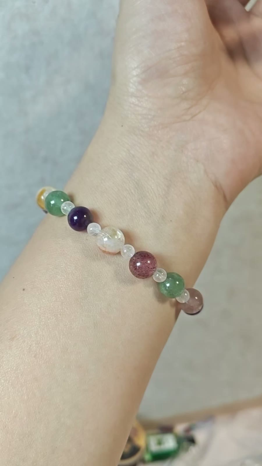 Natural Crystal Beaded Bracelet Round Beads