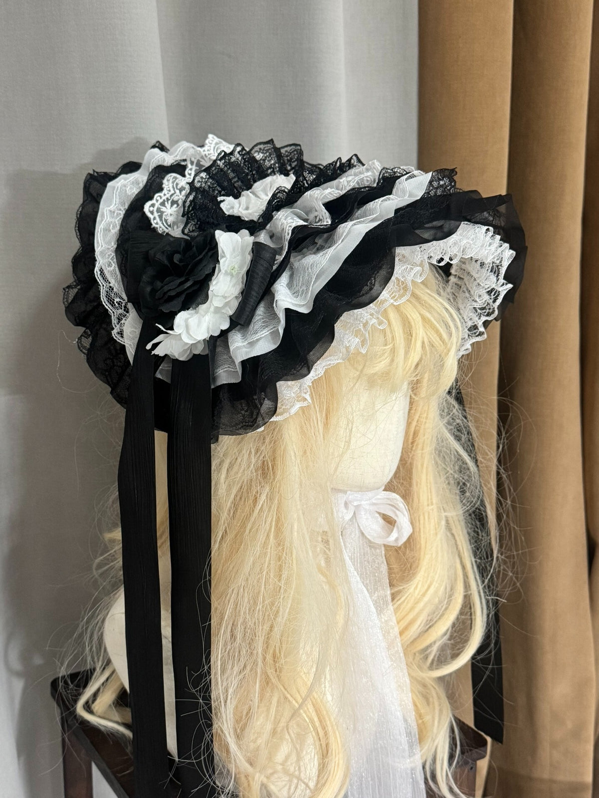 Handmade Gothic Lolita Lace Bonnet Headpiece