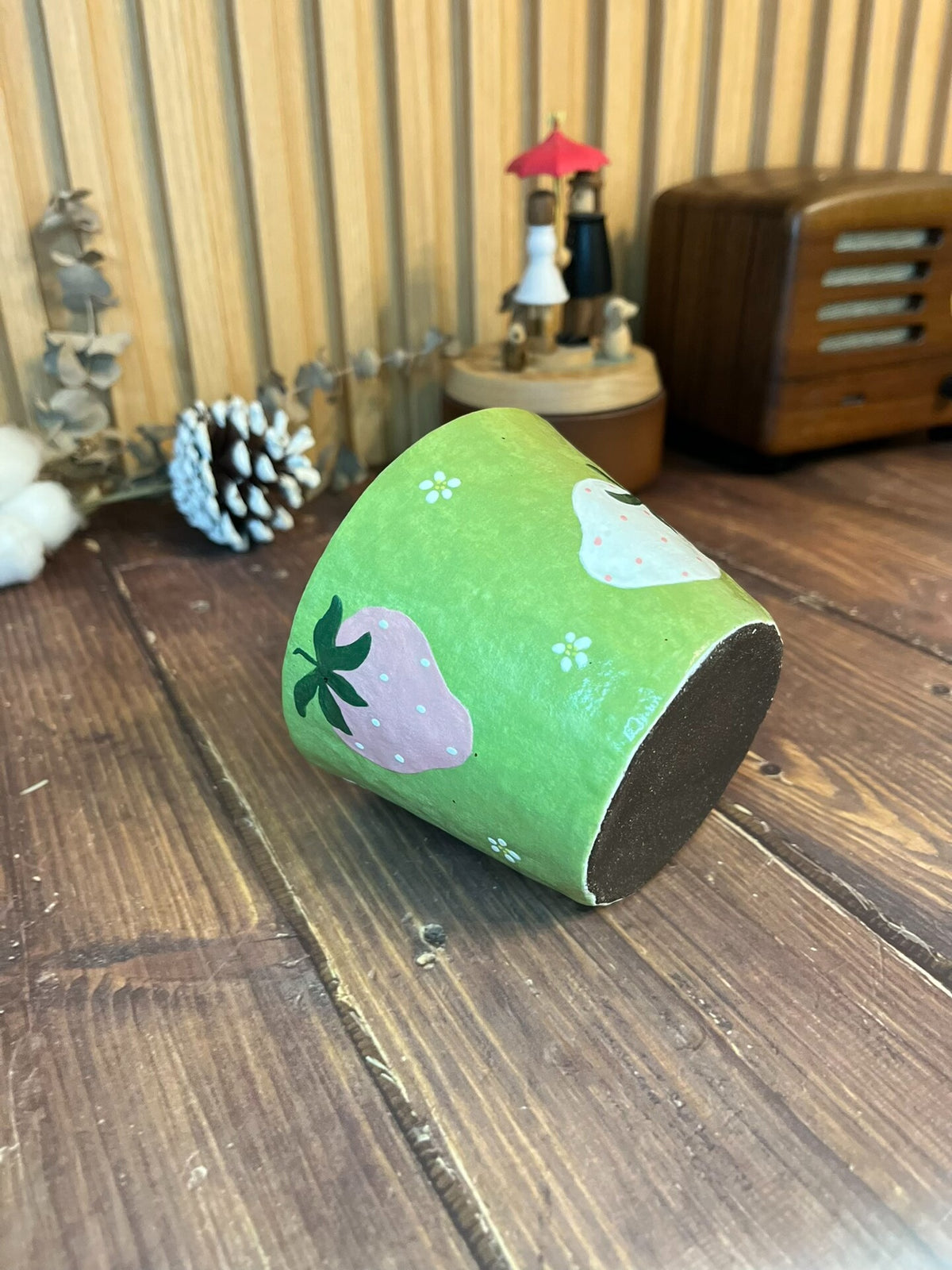 Handmade Black Clay Strawberry Coffee Cup