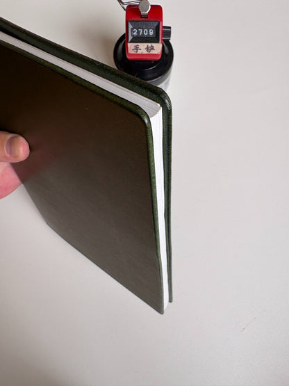 A5 Olive Green Buttero Leather 15-Ring Loose-Leaf Notebook