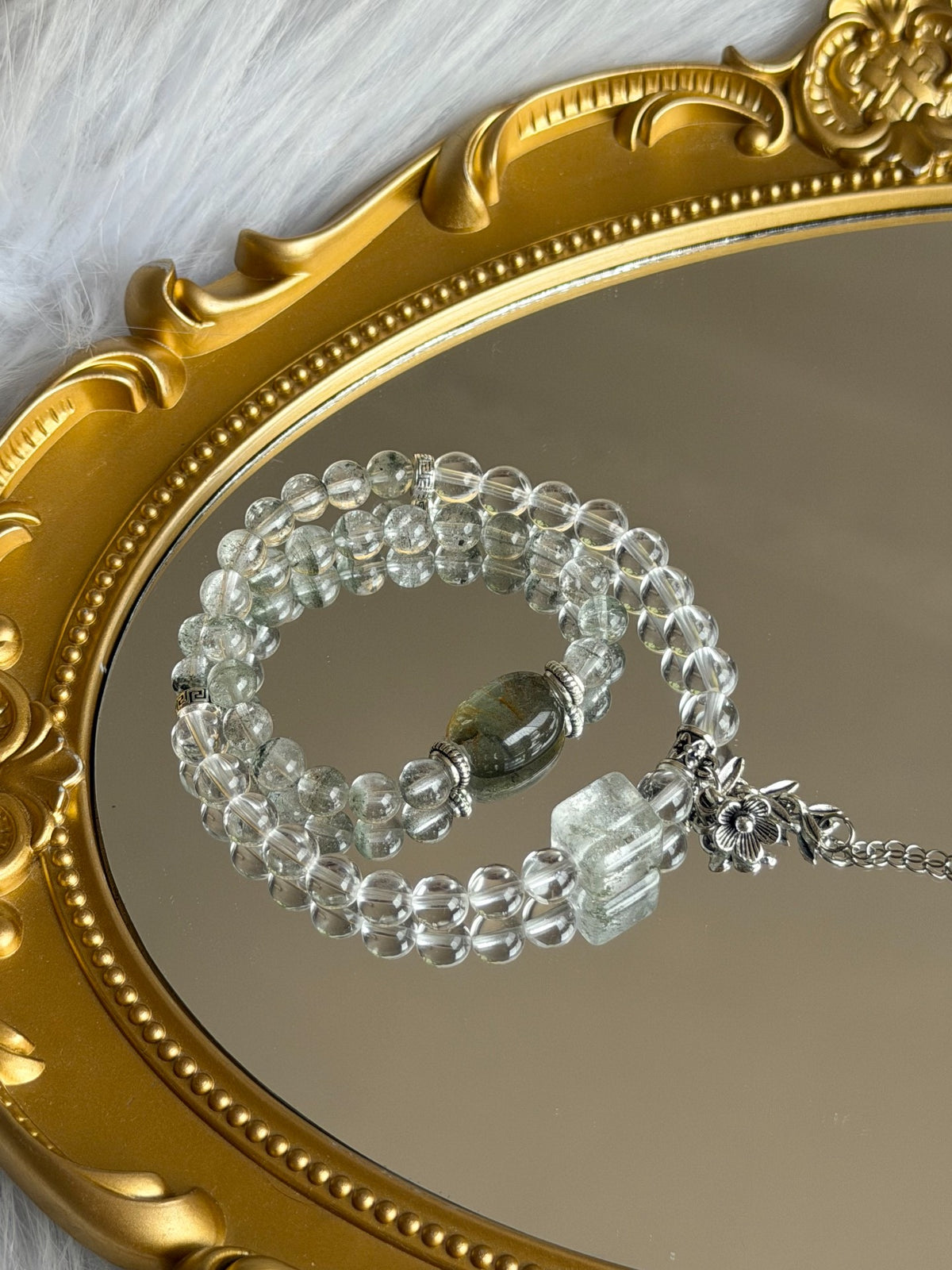 Natural Green Phantom Quartz Double Loop Bracelet