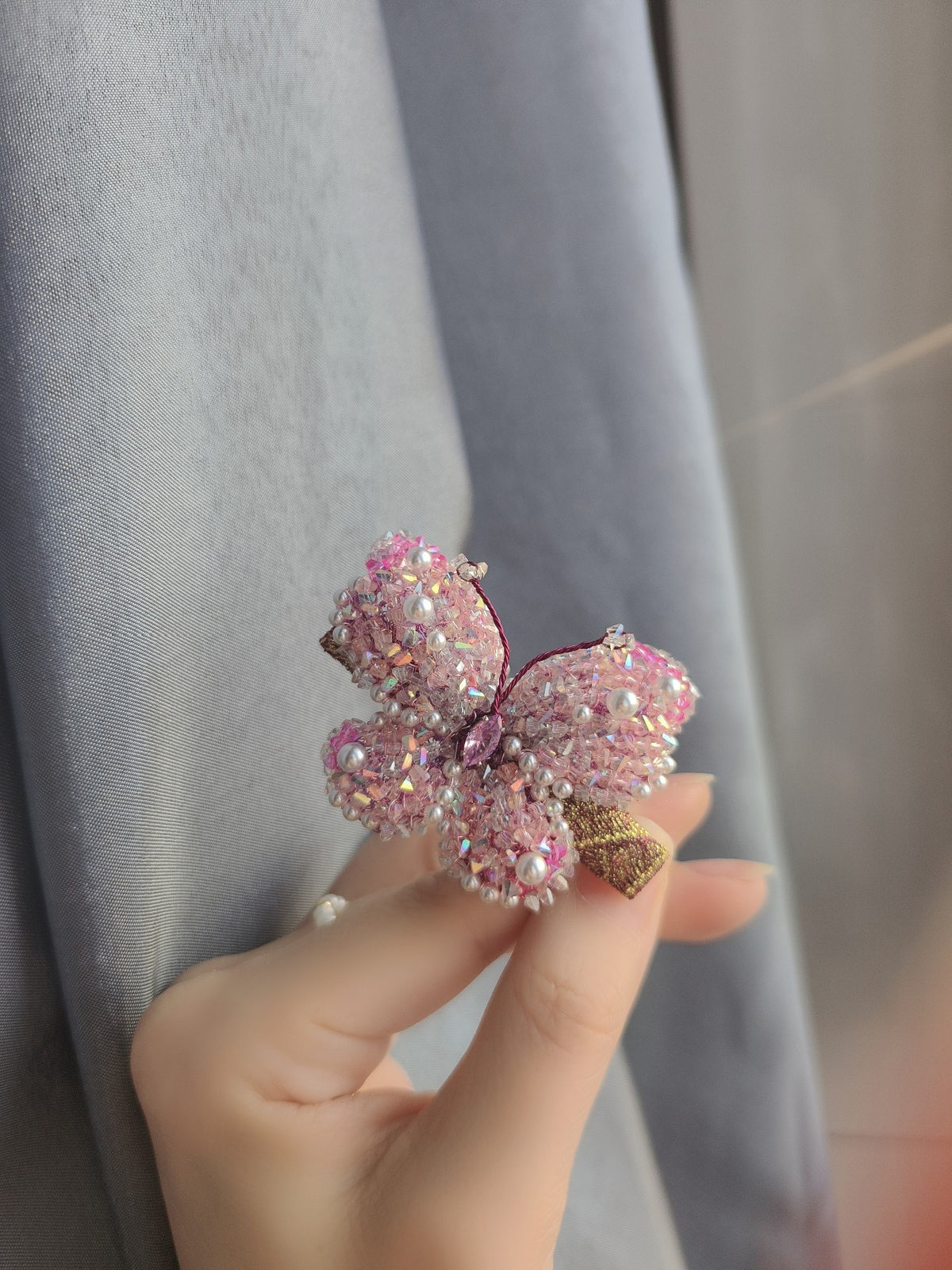 Butterfly Duckbill Hair Clip Pink Sparkle