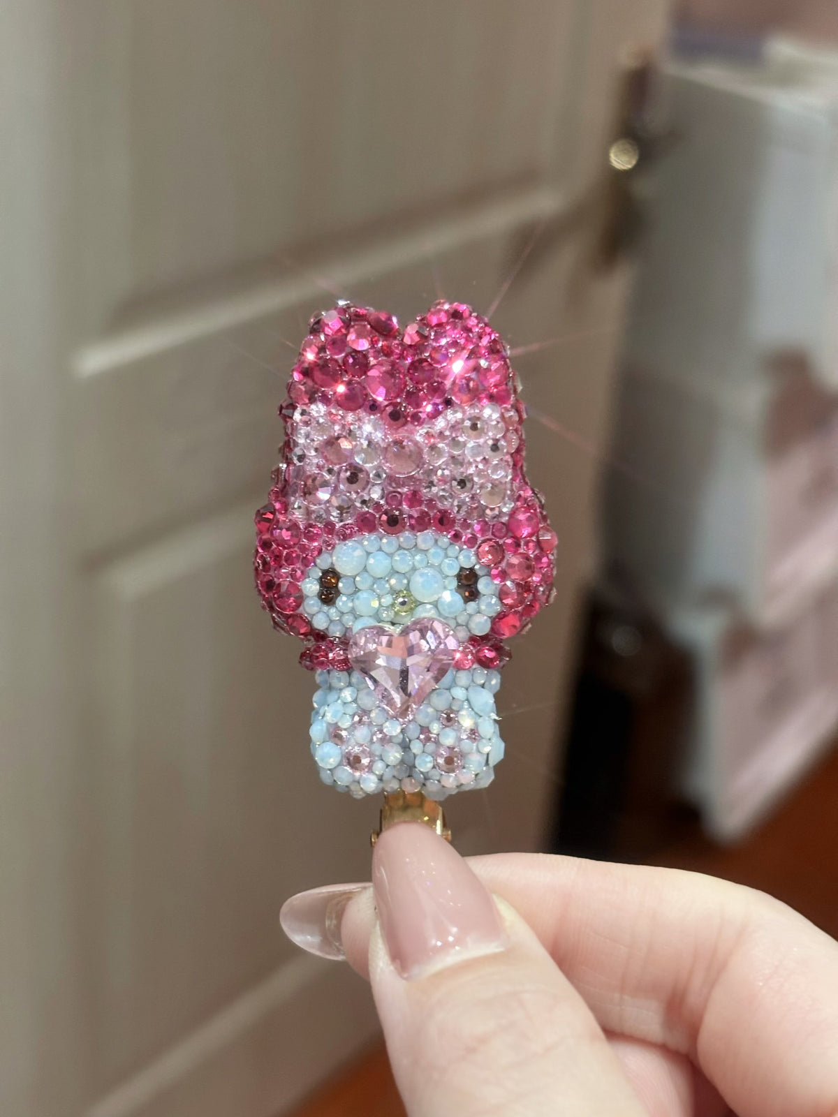 Crystal Rhinestone My Melody Heart Hair Clips
