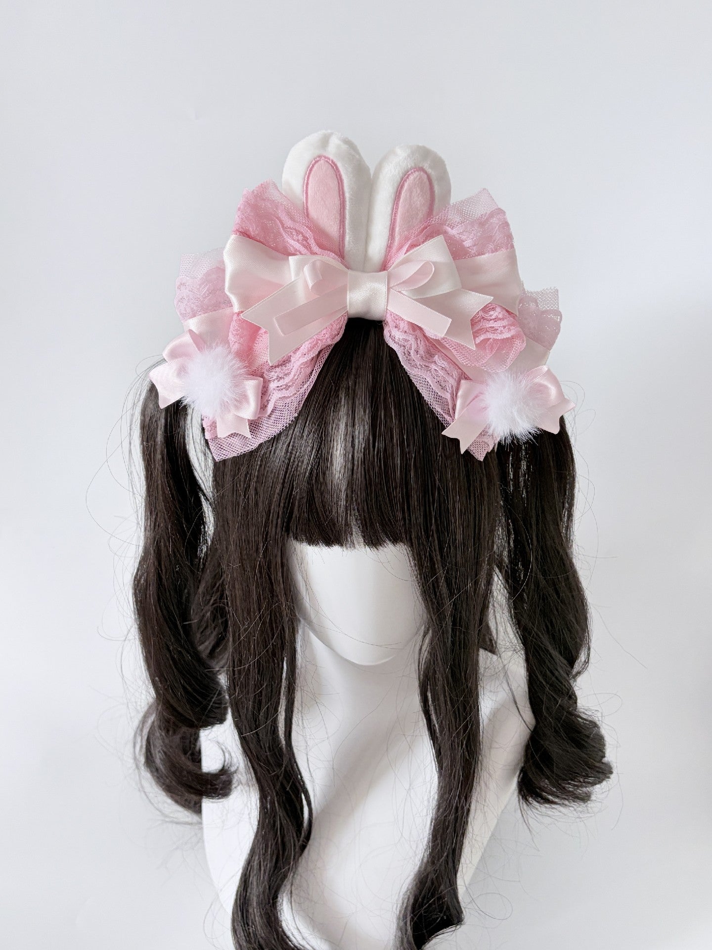 Lolita Rabbit Ear Headband with Strawberry Side Clip