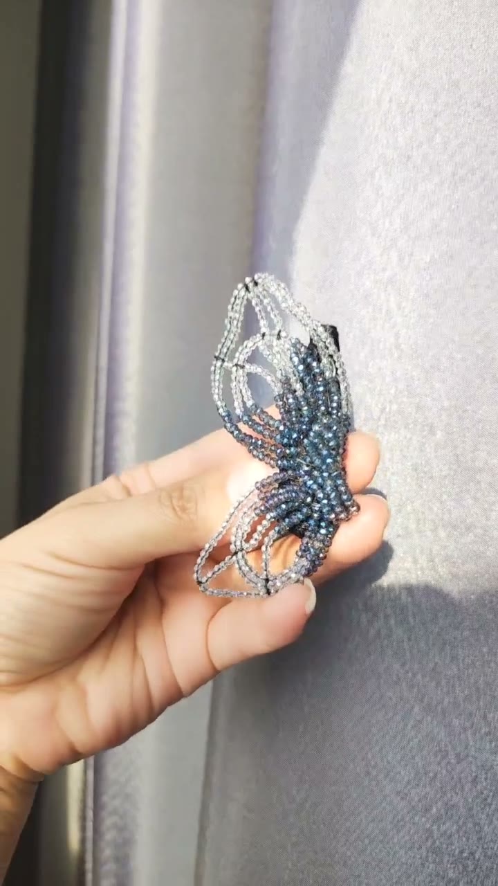 Beaded Butterfly Wing Hair Clip 5 cm