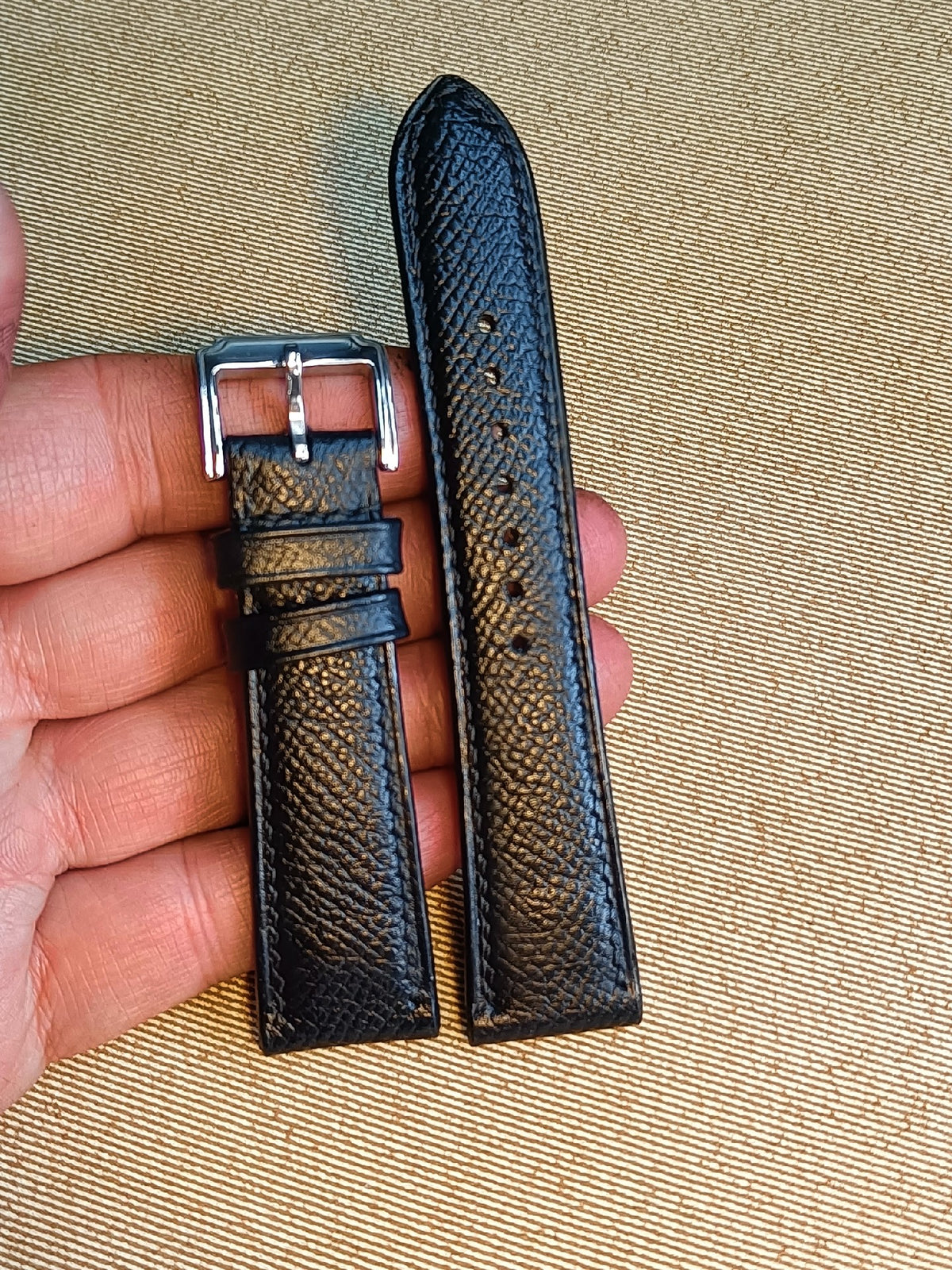 Black Epsom Leather Watch Strap 22mm