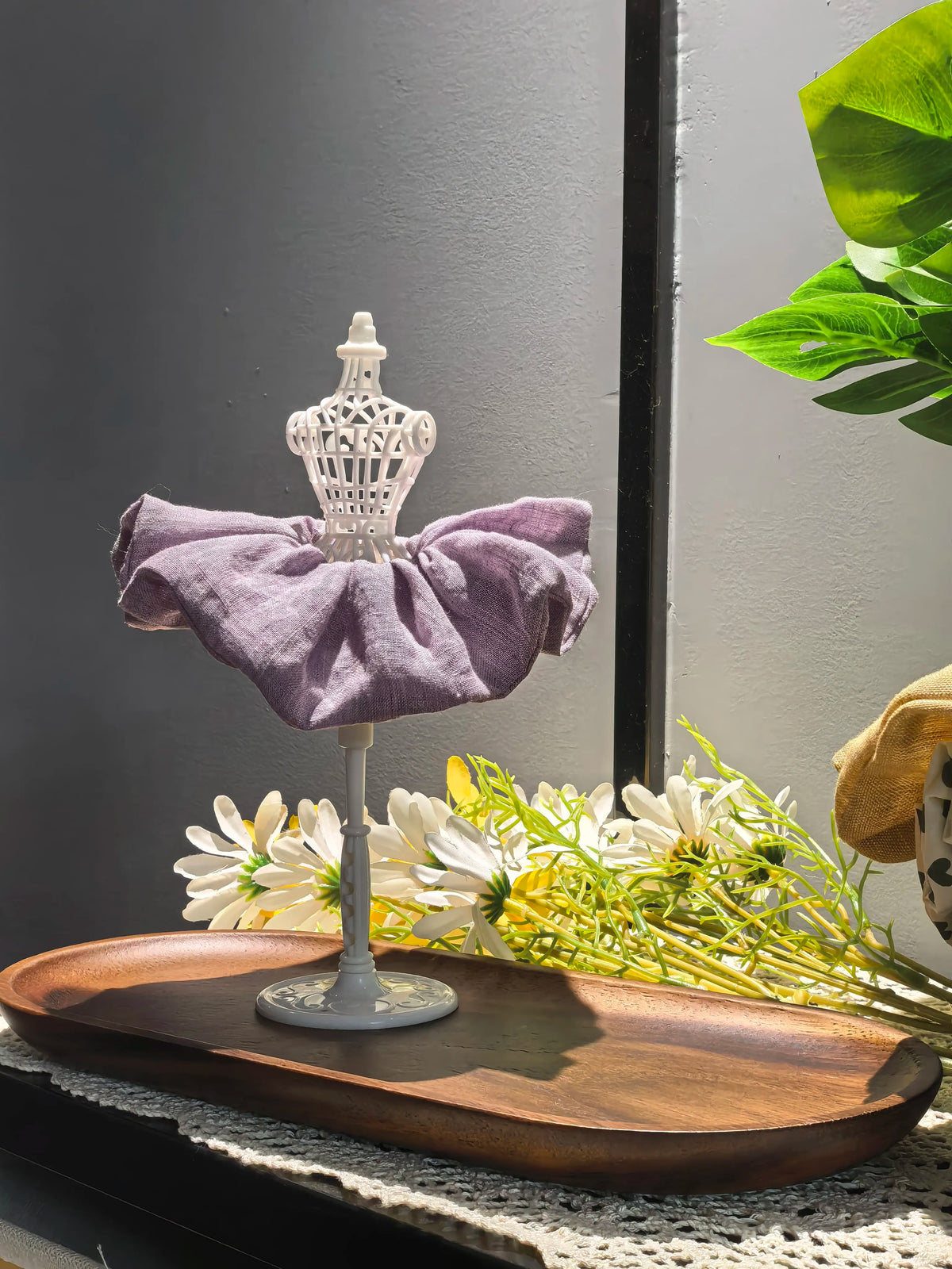 Scrunchie in lino viola