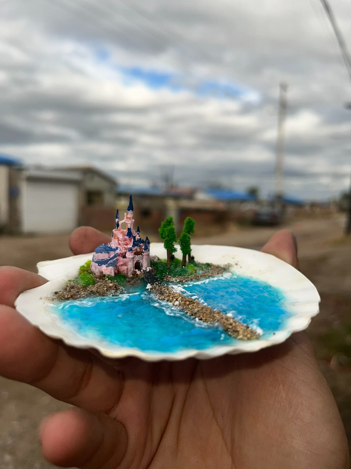 Glowing Castle Seashell Diorama Miniature