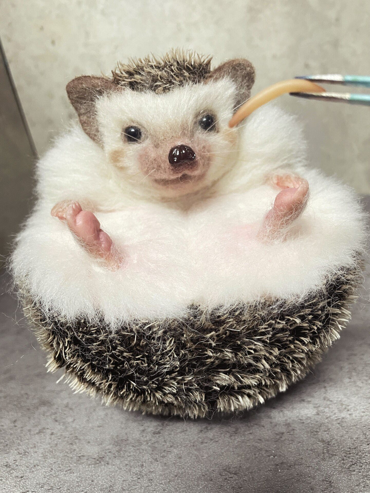 Wool Felt Realistic Hedgehog Palm-Sized Collectible