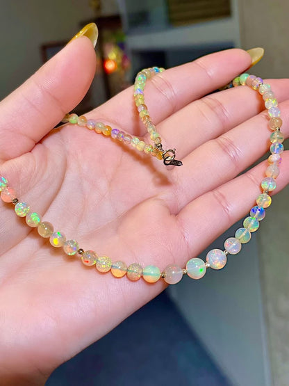 Opal Bead Necklace 40cm Graduated 2.5-6.7mm Gold Tone Toggle Clasp