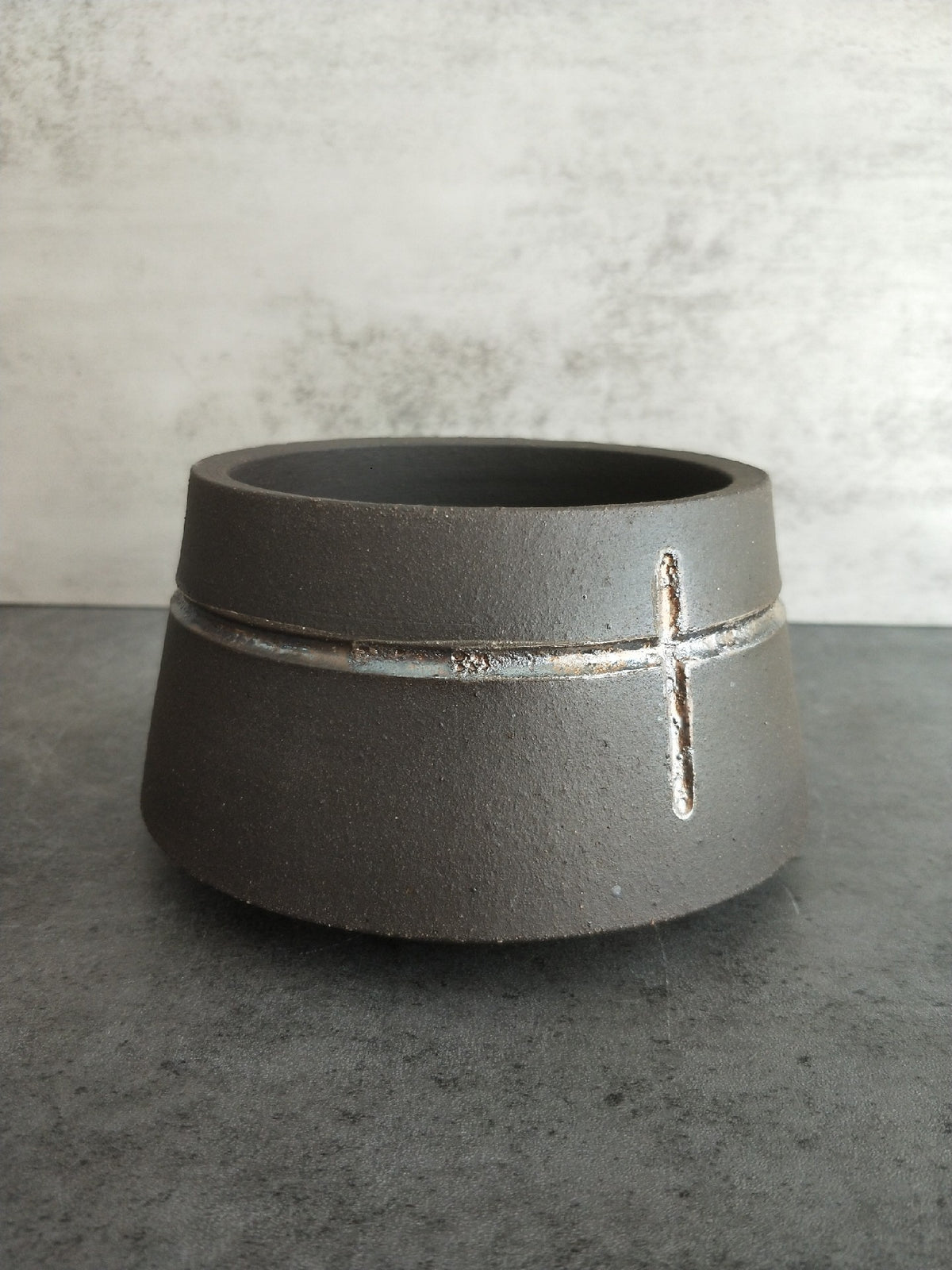 Unglazed Stoneware Vessel Charcoal Grey