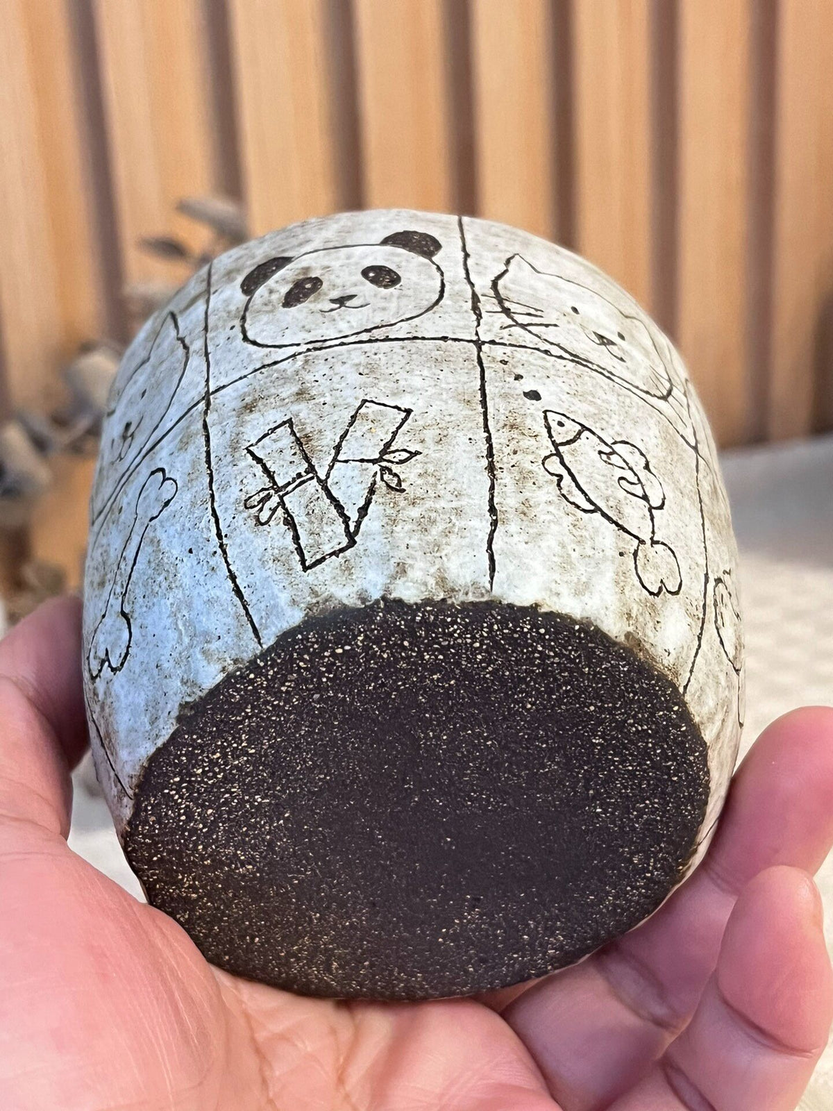 Handmade Black Clay Animal Head Mug