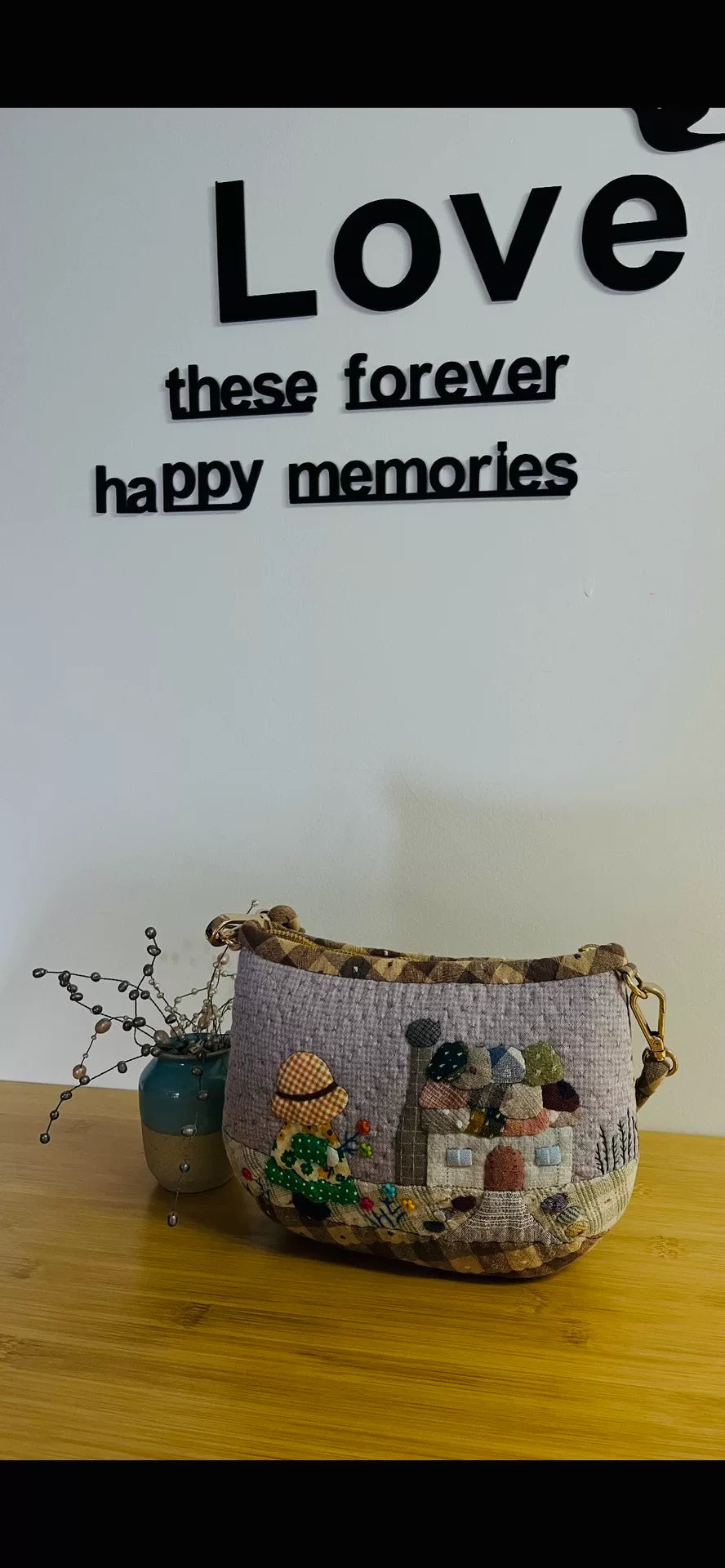 Quilted Patchwork Handbag and Clutch with Applique