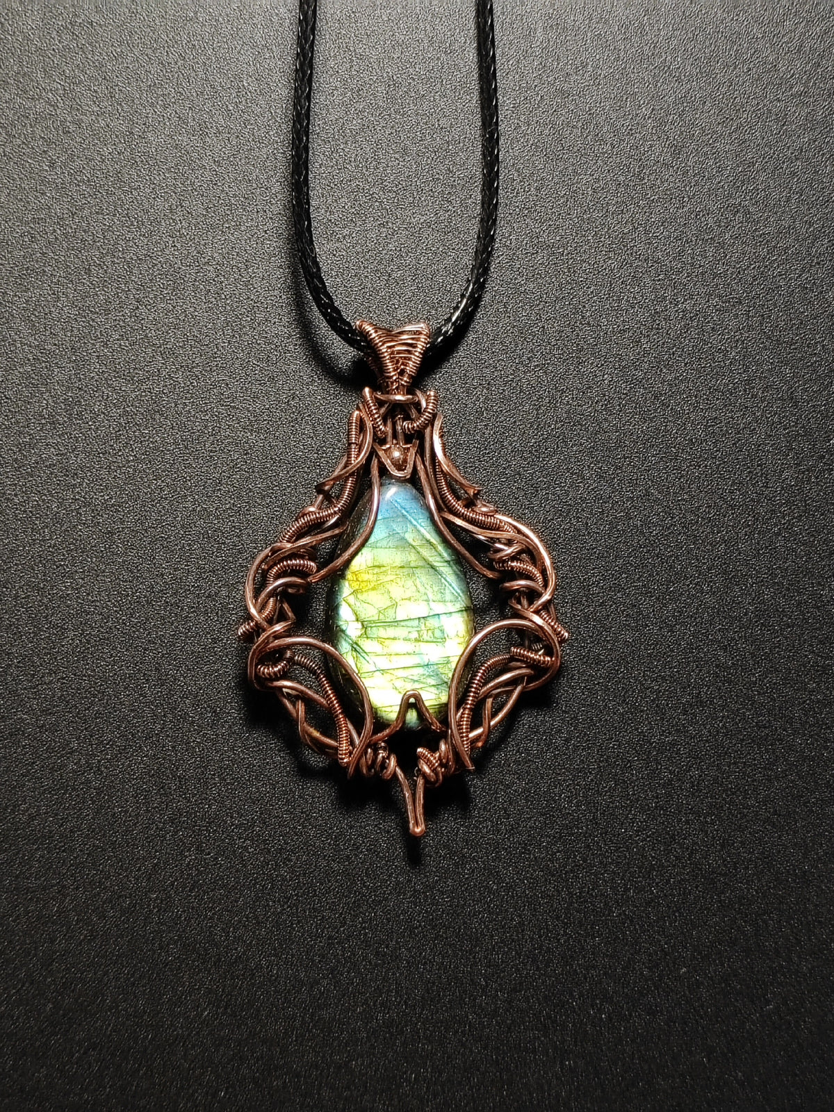 Labradorite Pendant Wire Wrapped Copper