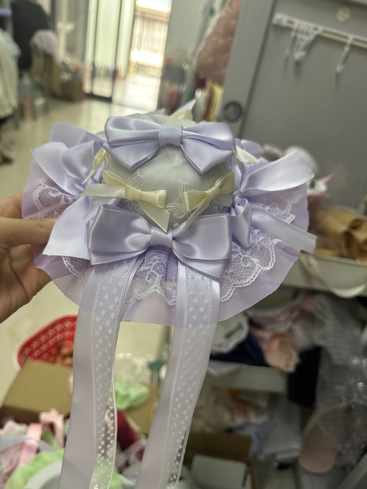 Mini Sombrero Lolita Lavanda con Lazos de Satén