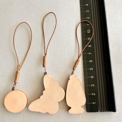 Italian Vegetable-Tanned Leather Butterfly, Lantern, and Moon Star Charms Set