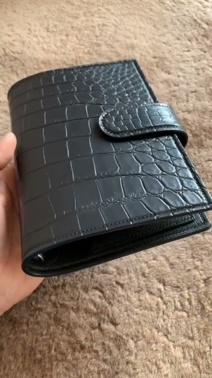 Black Crocodile Embossed Six-Ring Binder Journal