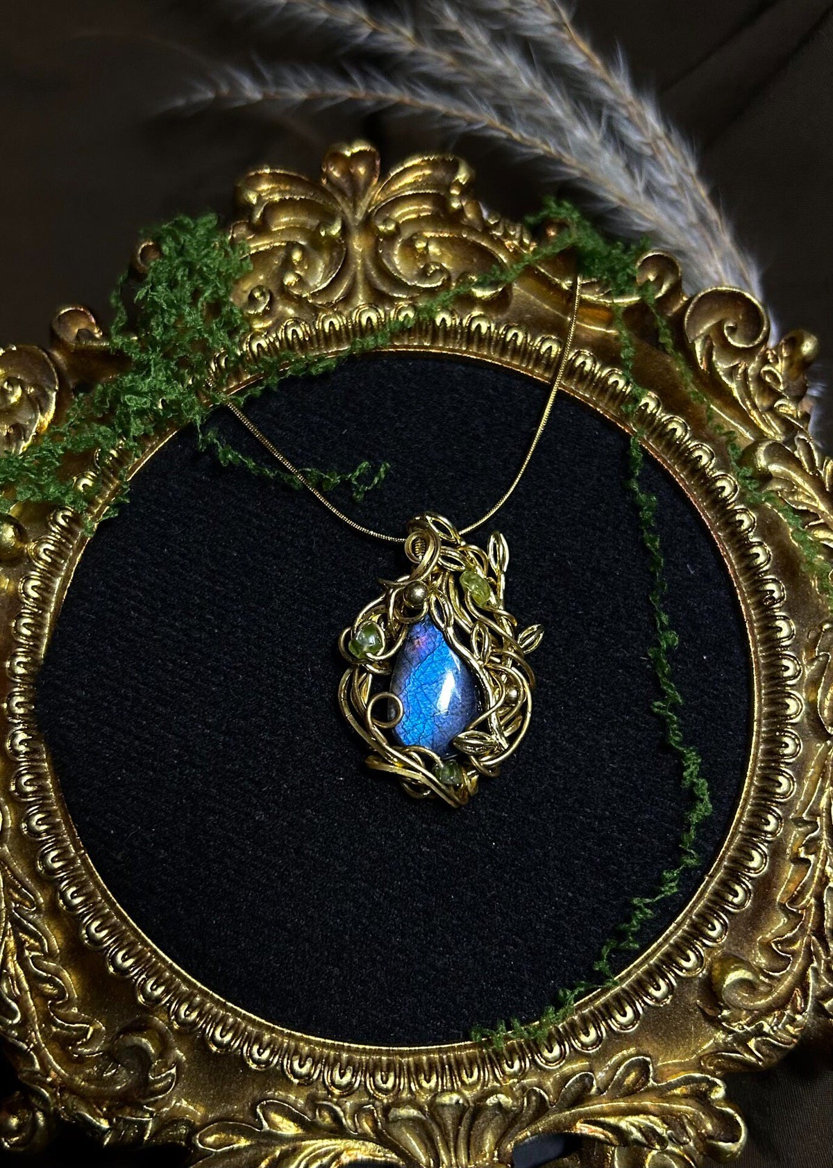Labradorite Wire Wrapped Pendant Necklace