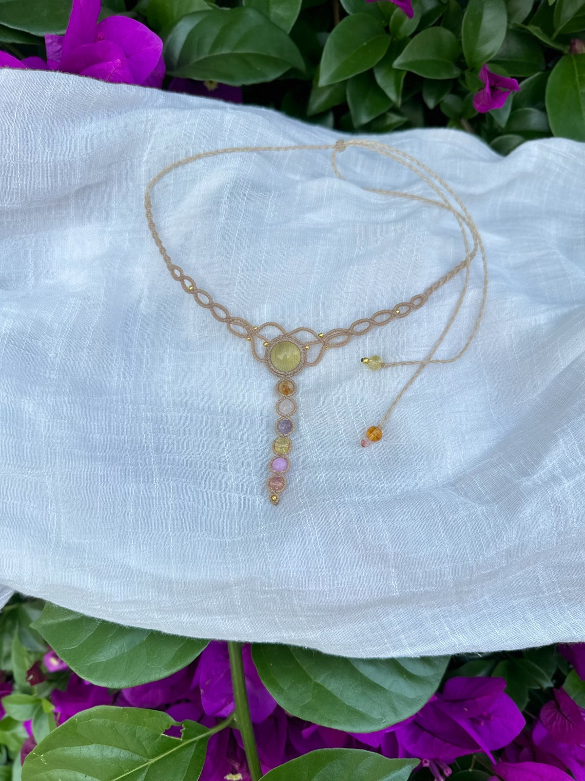 Macrame Seven Stone Collarbone Necklace
