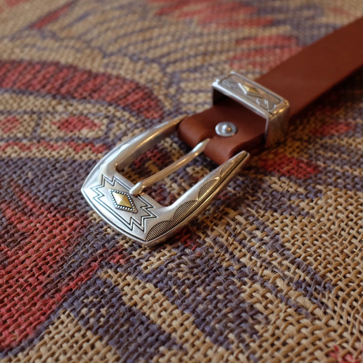 Vegetable Tanned Leather Belt Silver Buckle