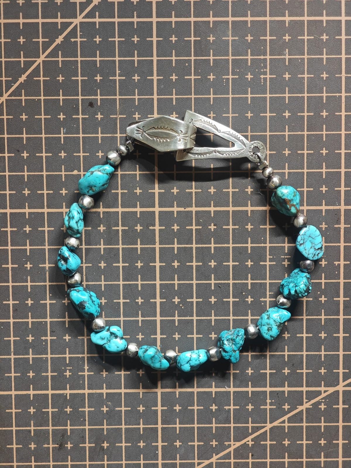 Handmade 925 Silver Hubei Turquoise Bracelet