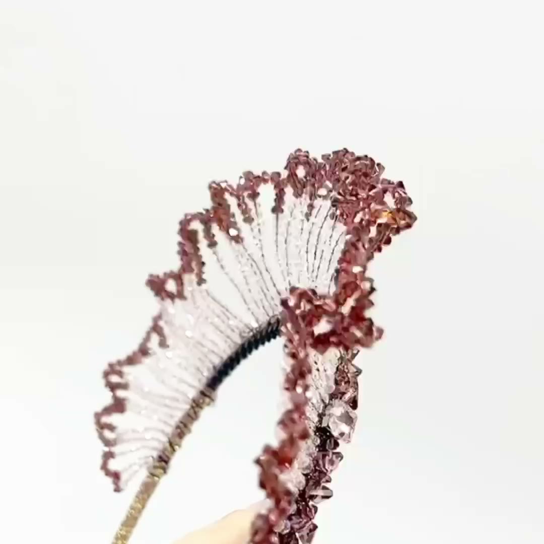 Crystal Beaded Fan Shape Headband Hair Accessory