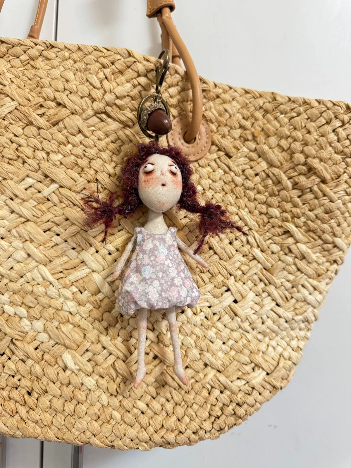 Handmade Fabric Doll Bag Charm Floral Dress