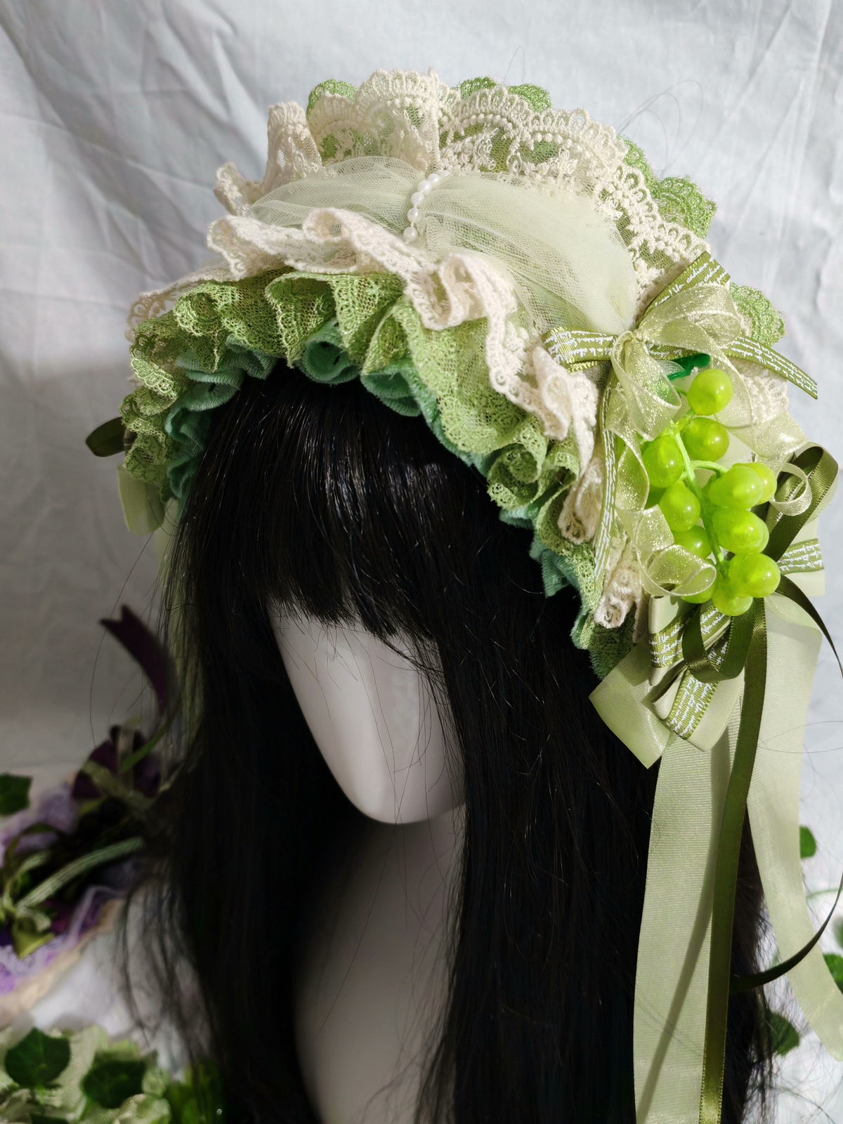Green Grape Lolita Ruffle Lace Headband