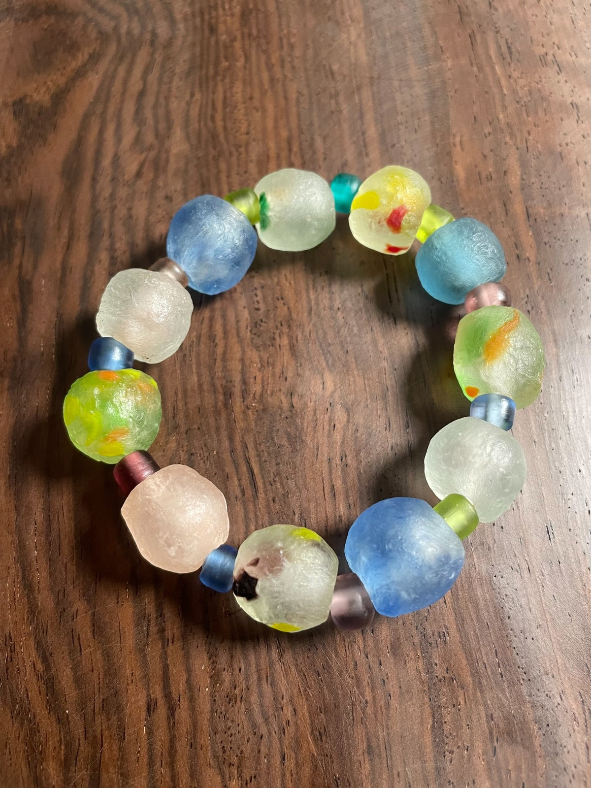 Frosted Glass Beaded Bracelet Multicolor