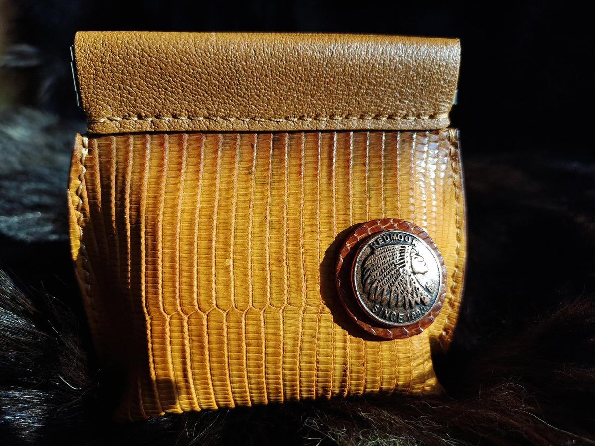 Vintage Sunset Yellow Exotic Leather Coin Purse