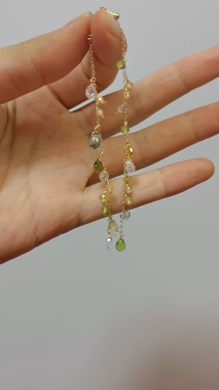 Bracelet ajustable en pierres naturelles or plaqué 14k