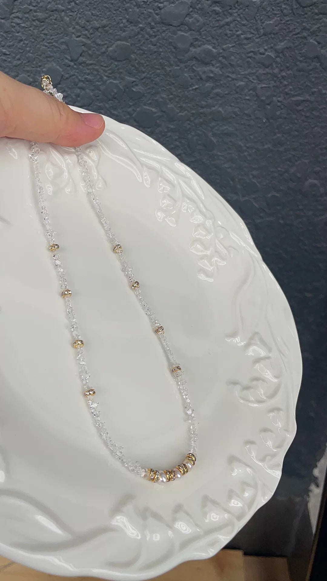 3mm Crystal Pearl Beaded Collarbone Necklace