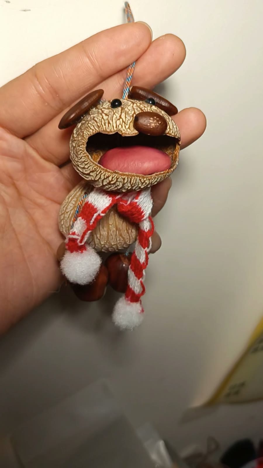 Walnut Shell Dog Rattle Pendant