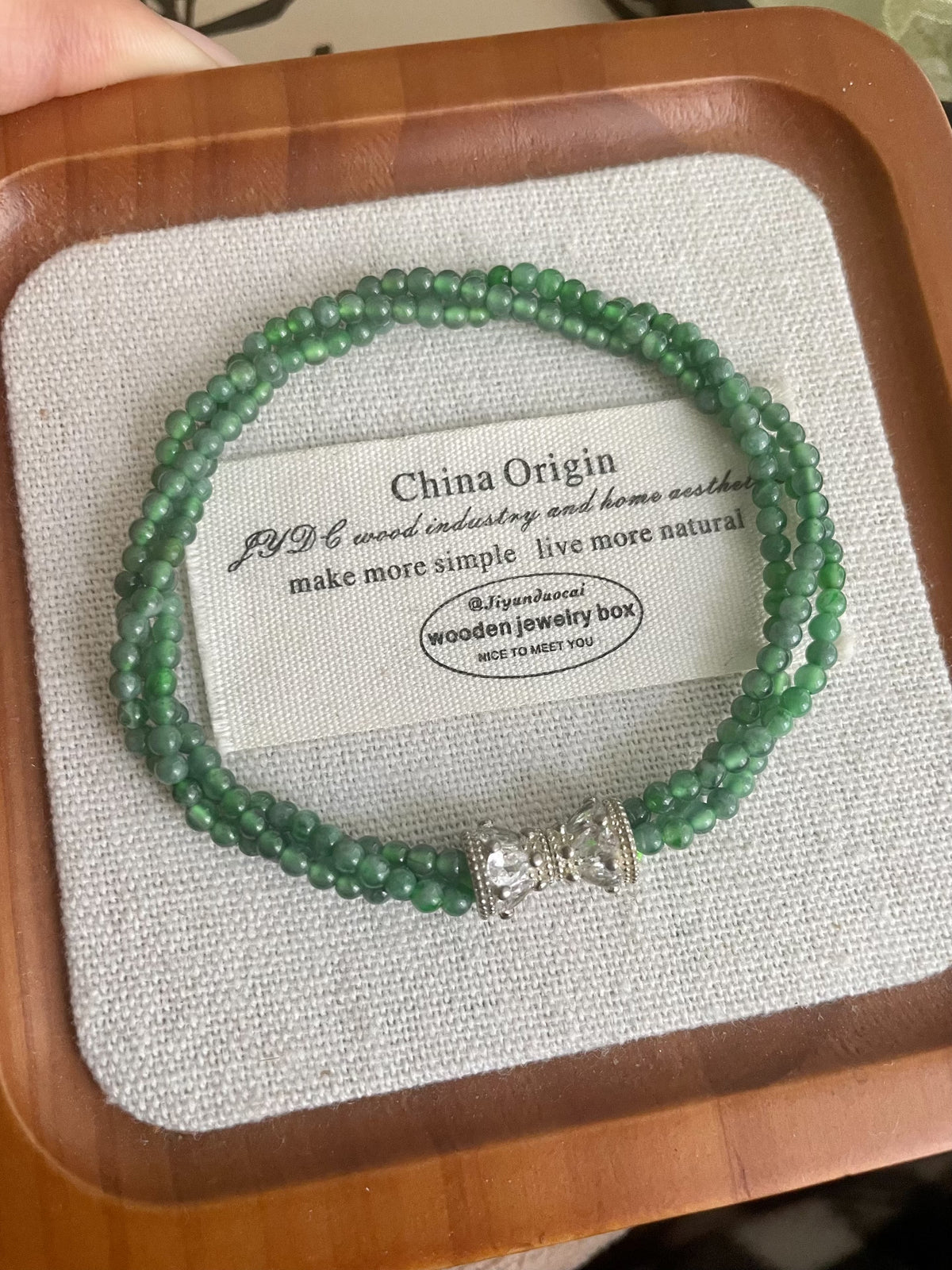 Imperial Green Jadeite Multi Strand Bead Bracelet