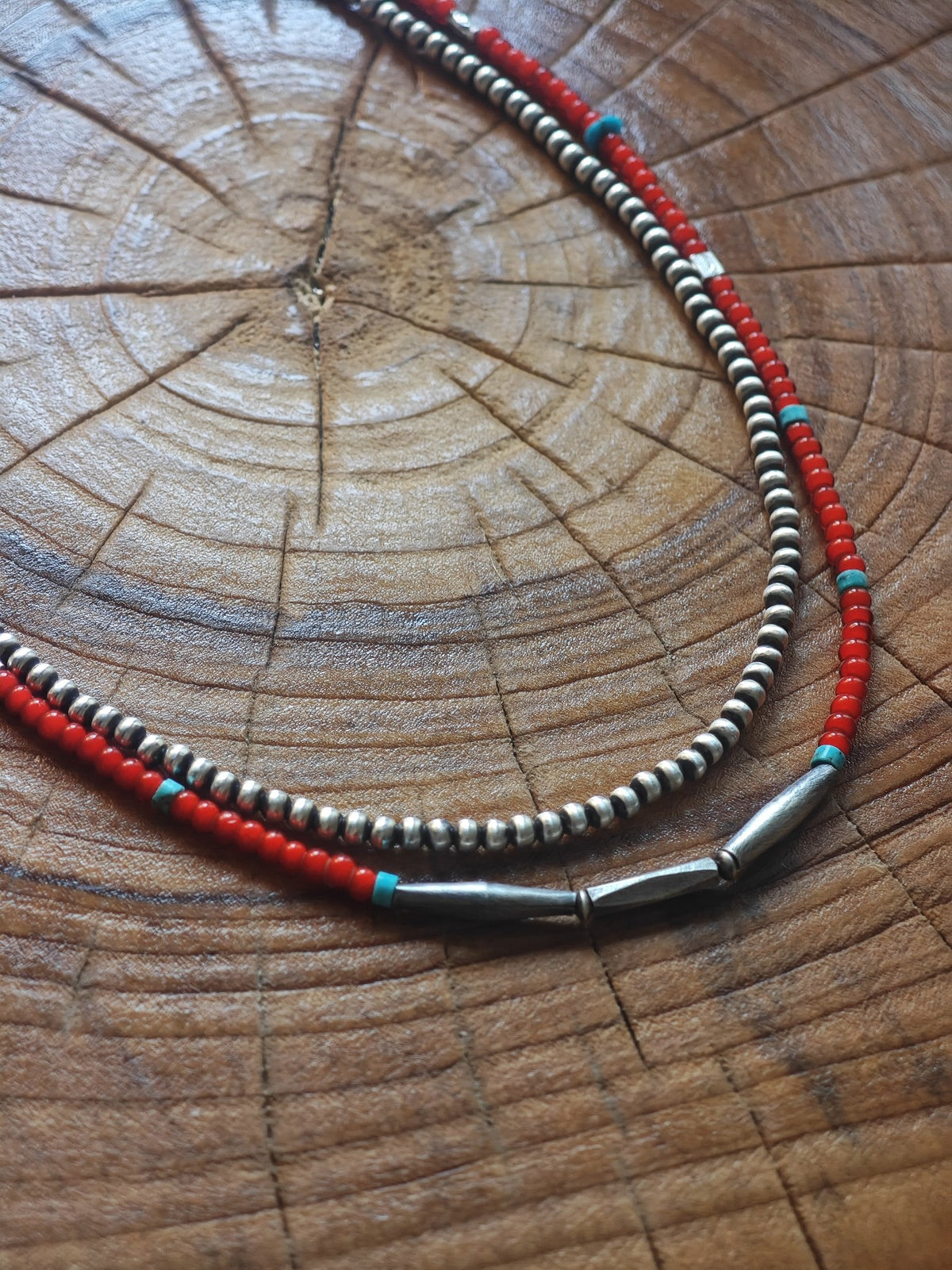 Red Glass Bead Strand Necklace