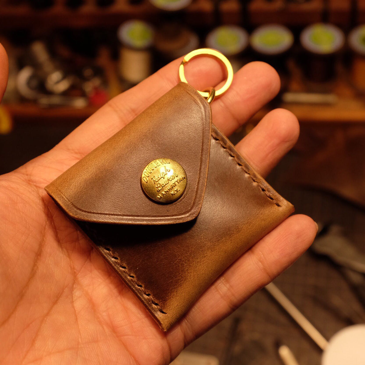 Retro Leather Coin Wallet Keychain