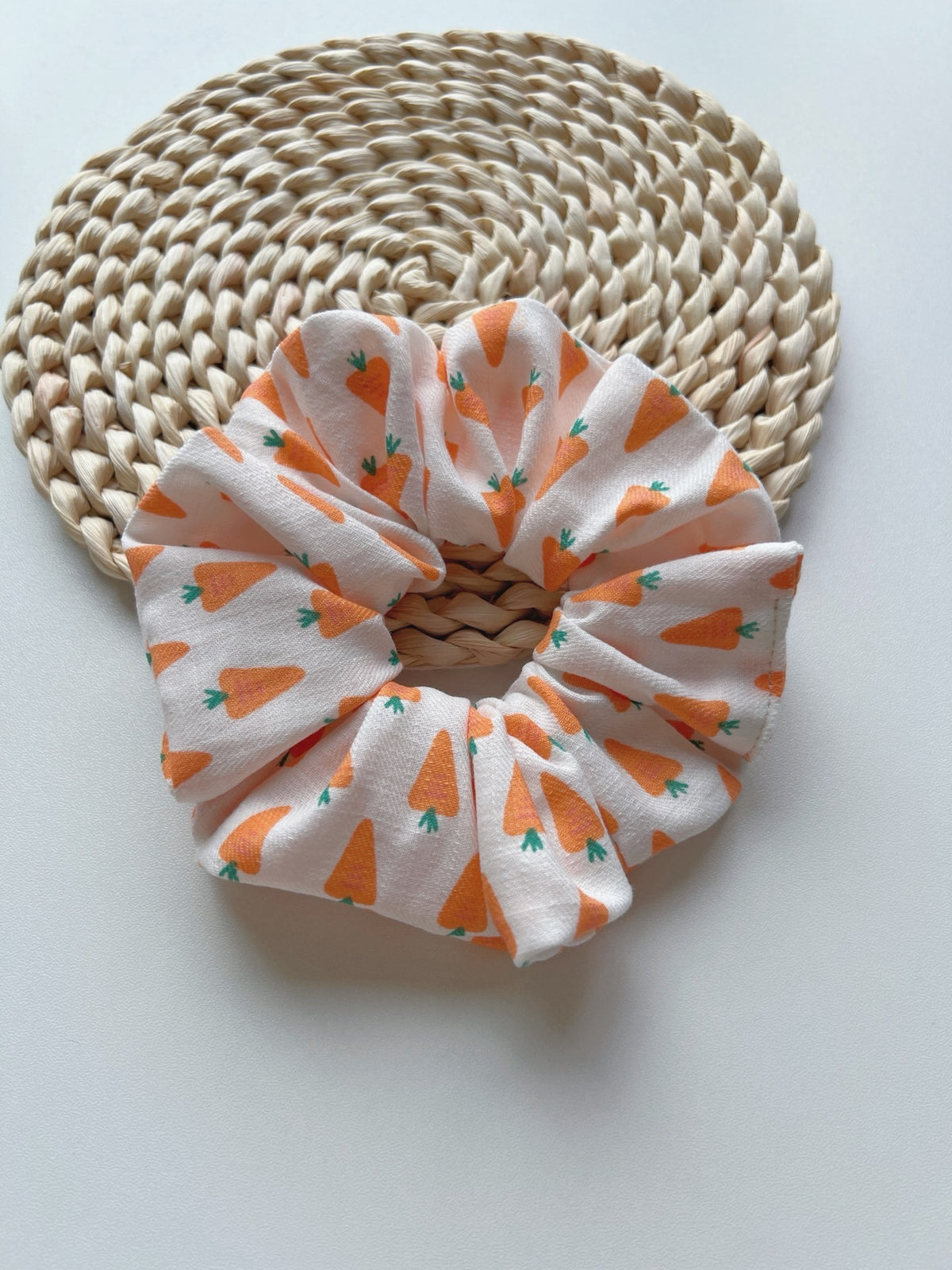 Carrot Print Cotton Hair Scrunchie