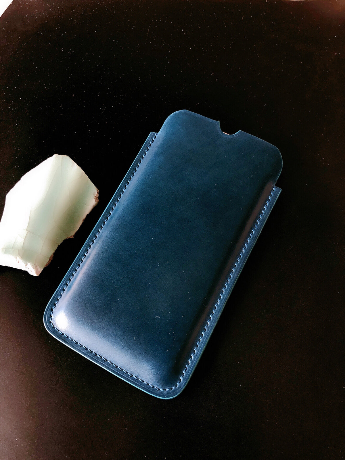 Cordovan Leather iPhone Sleeve Teal