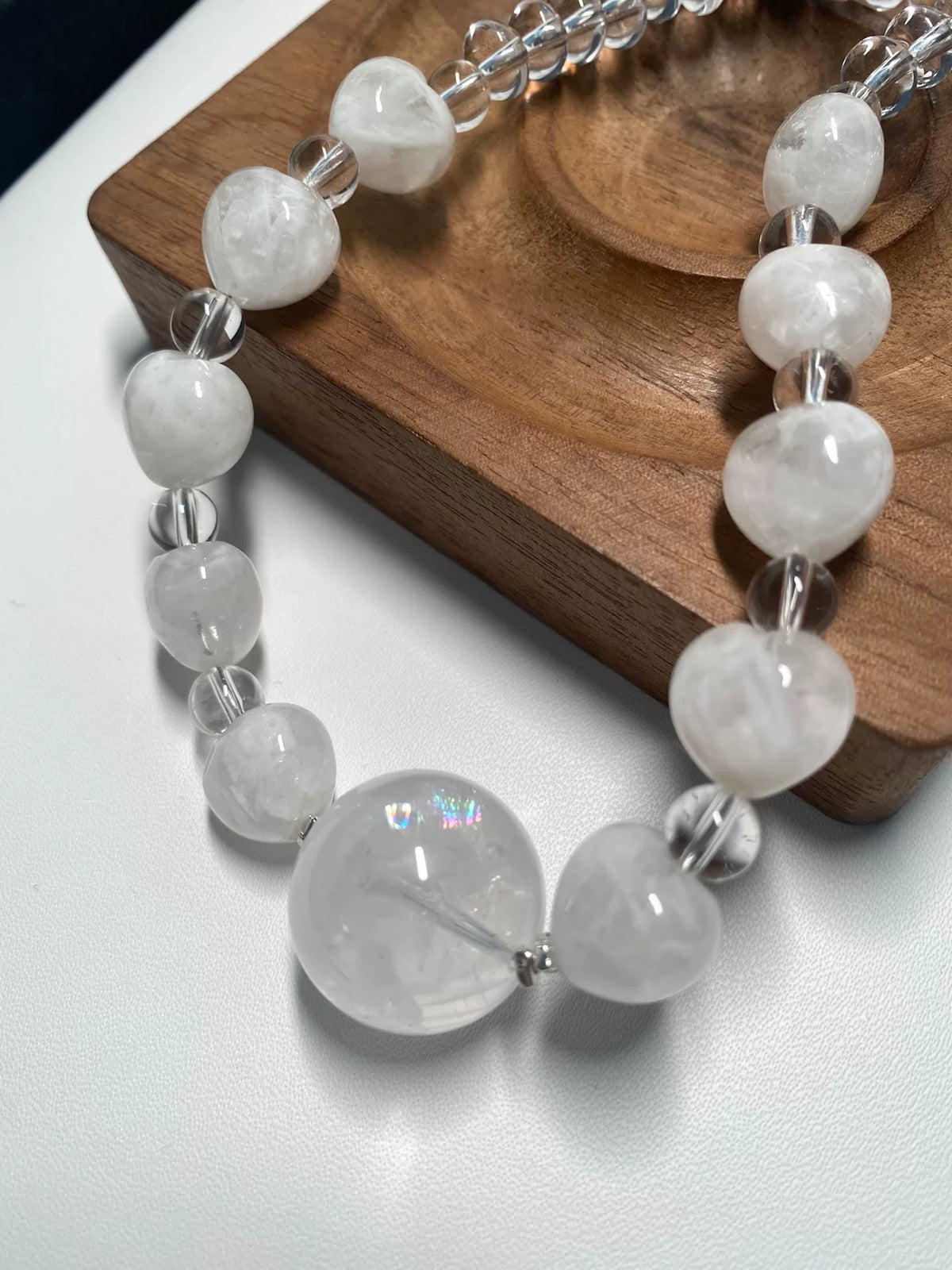 Collana in Quarzo Phantom Bianco con elemento da 19mm