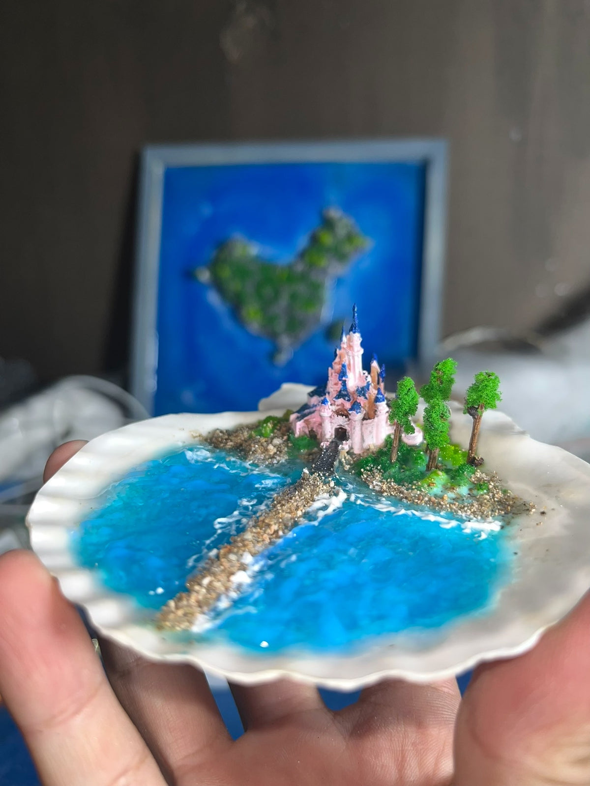 Glowing Castle Seashell Diorama Miniature