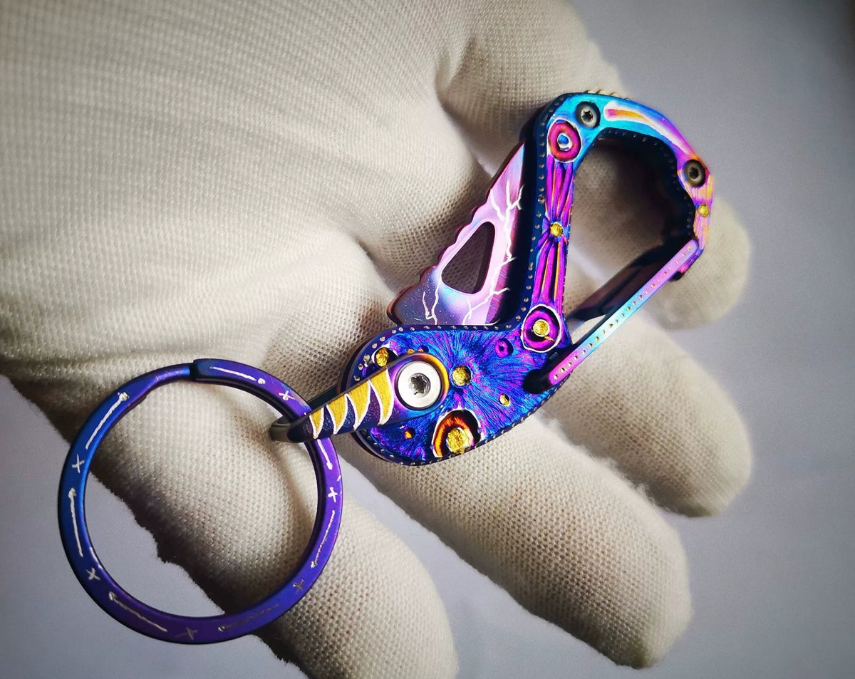 Porte-clés multi-outil en alliage de titane 6,5 cm