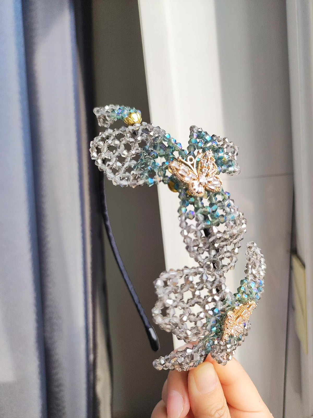 Crystal Bead Butterfly Headband Hair Accessory