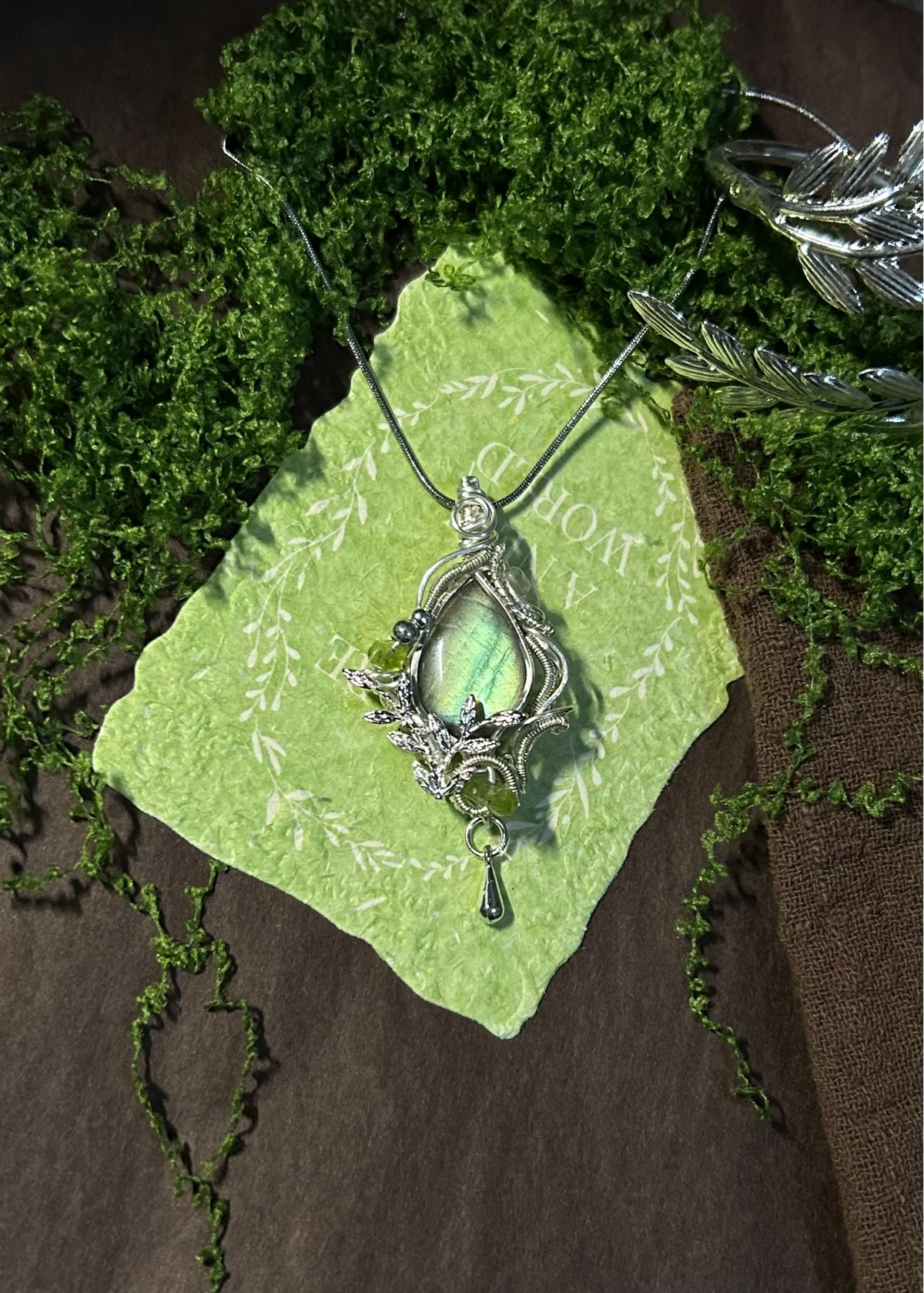 Wire Wrapped Labradorite Teardrop Pendant