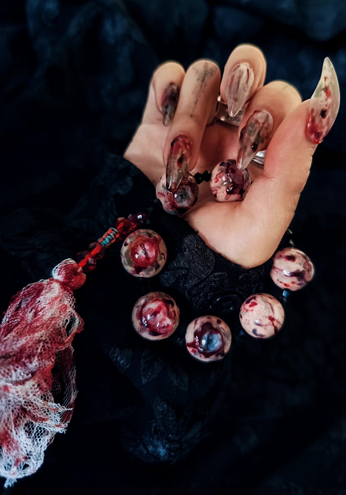 Cthulhu Eyeball Bracelet Bloodshot Beads