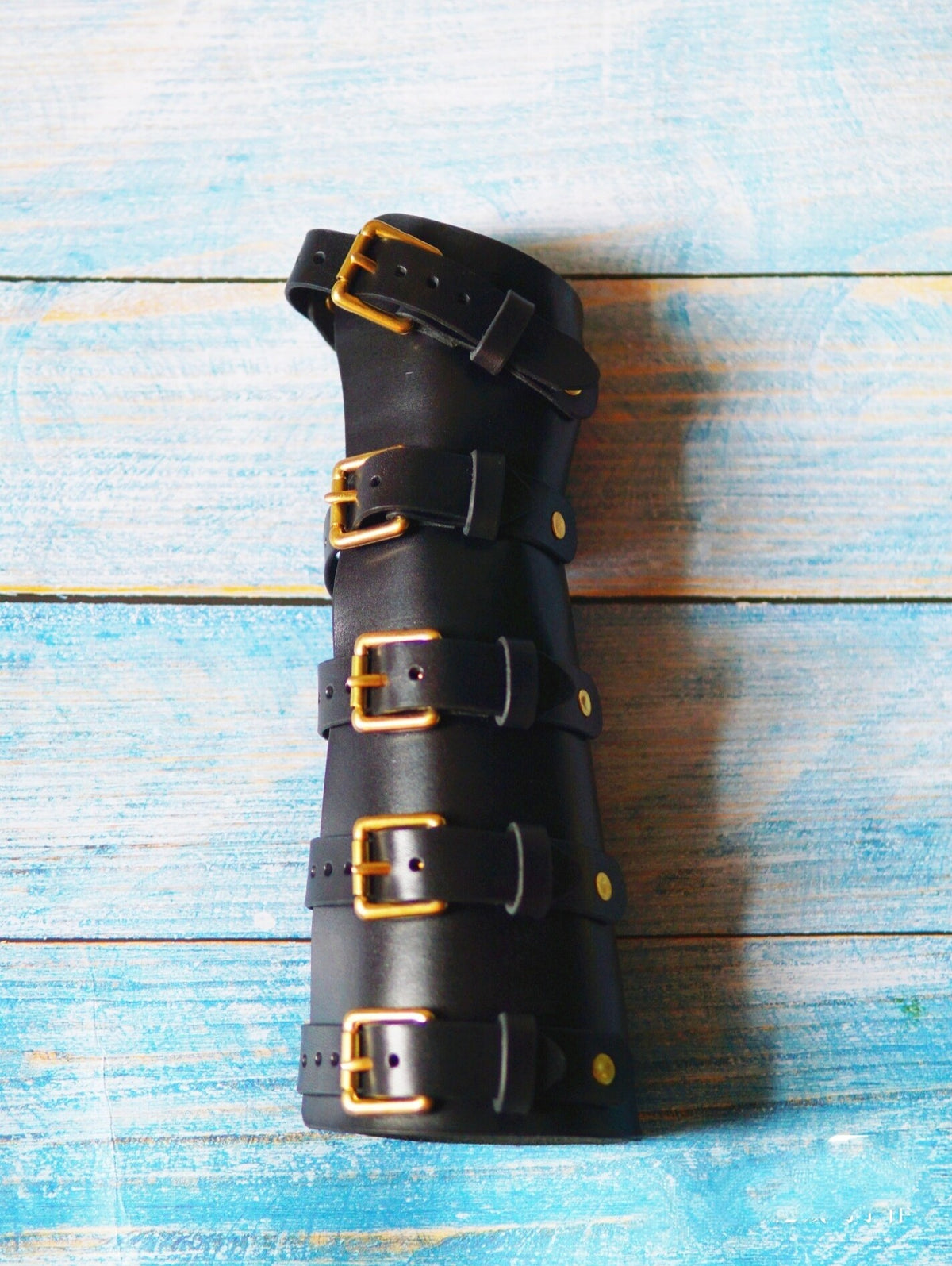 Handmade Leather Arm Guard with Brass Buckles