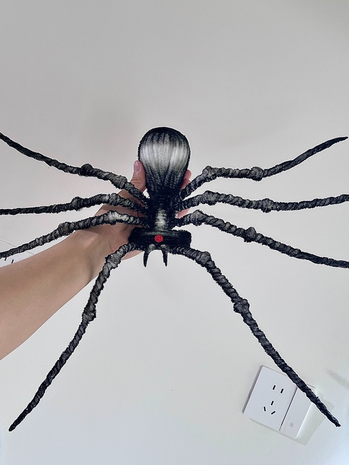 Handcrafted Black Chenille Spider Plush