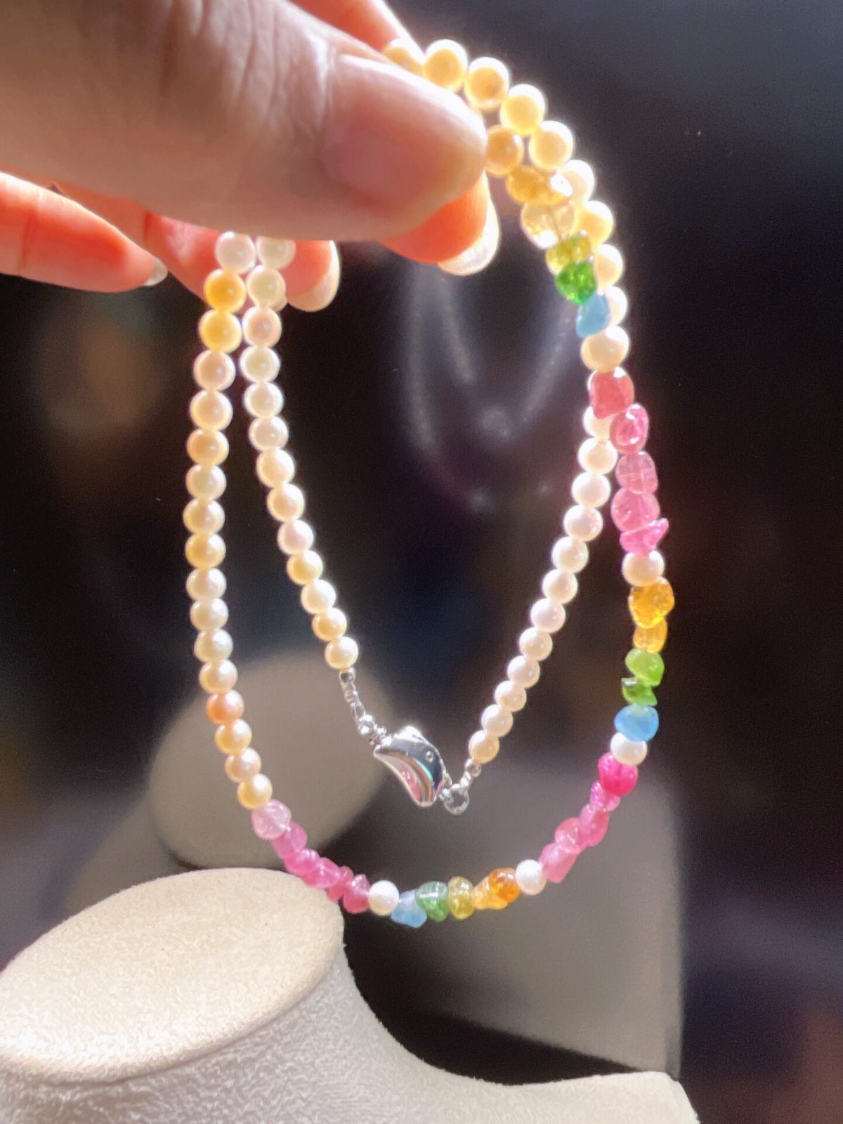 Freshwater Pearl Tourmaline Beaded Necklace