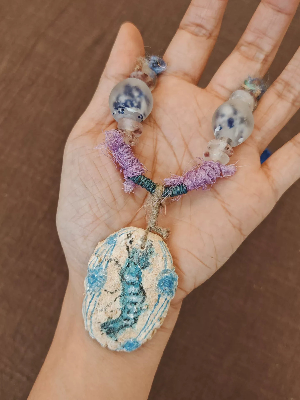 Handmade Bohemian Silk Glass Pendant Necklace