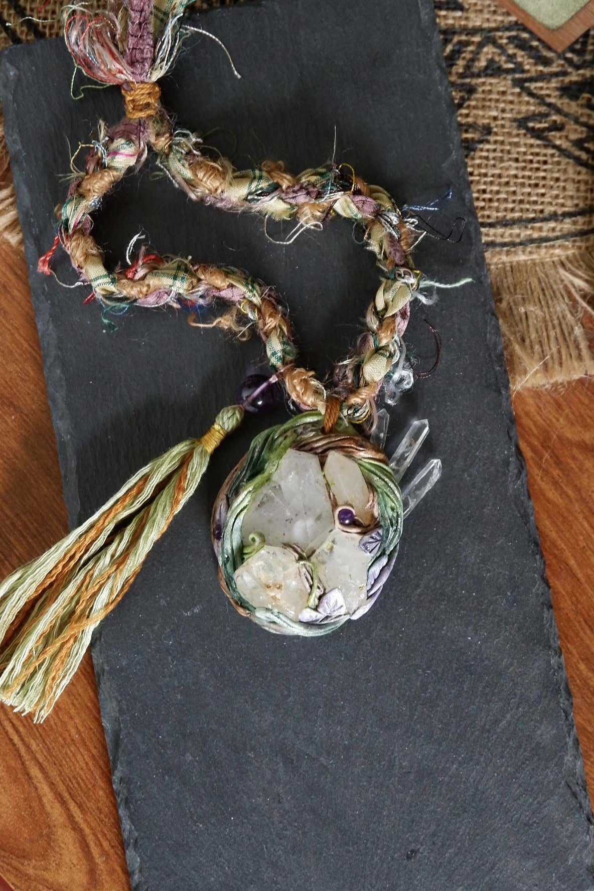 Handcrafted Crystal Clay Pendant Ethnic Decor