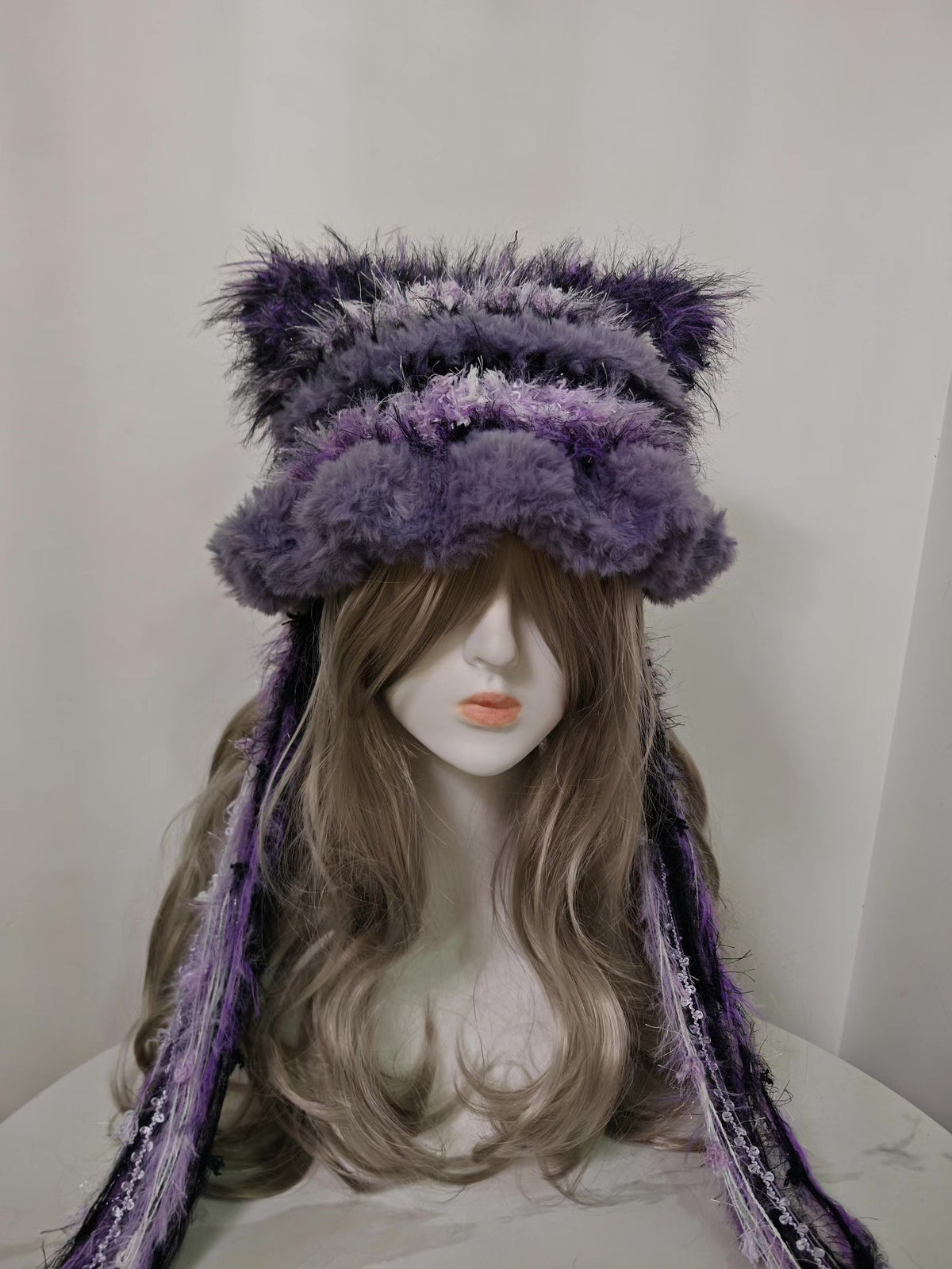 Kuromi Cat Ear Hat Black Purple Gradient